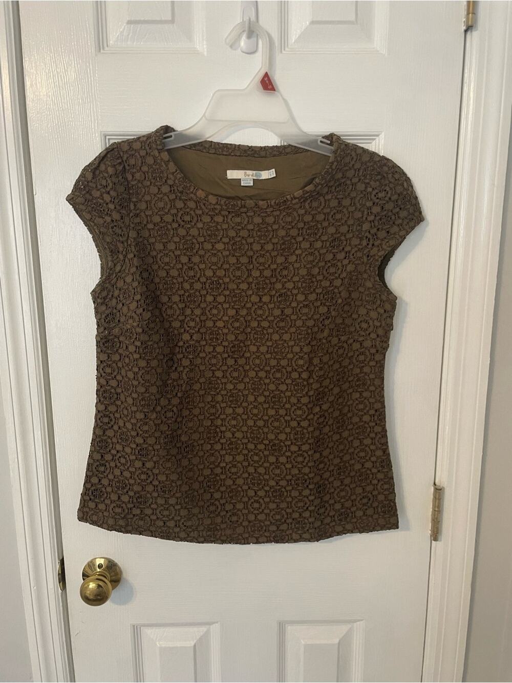 Boden Brownish Green Eyelet Top Work Wear Office Size 8